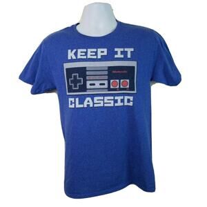 Official Nintendo Keep It Classic Blue T-shirt NES Controller Size Small